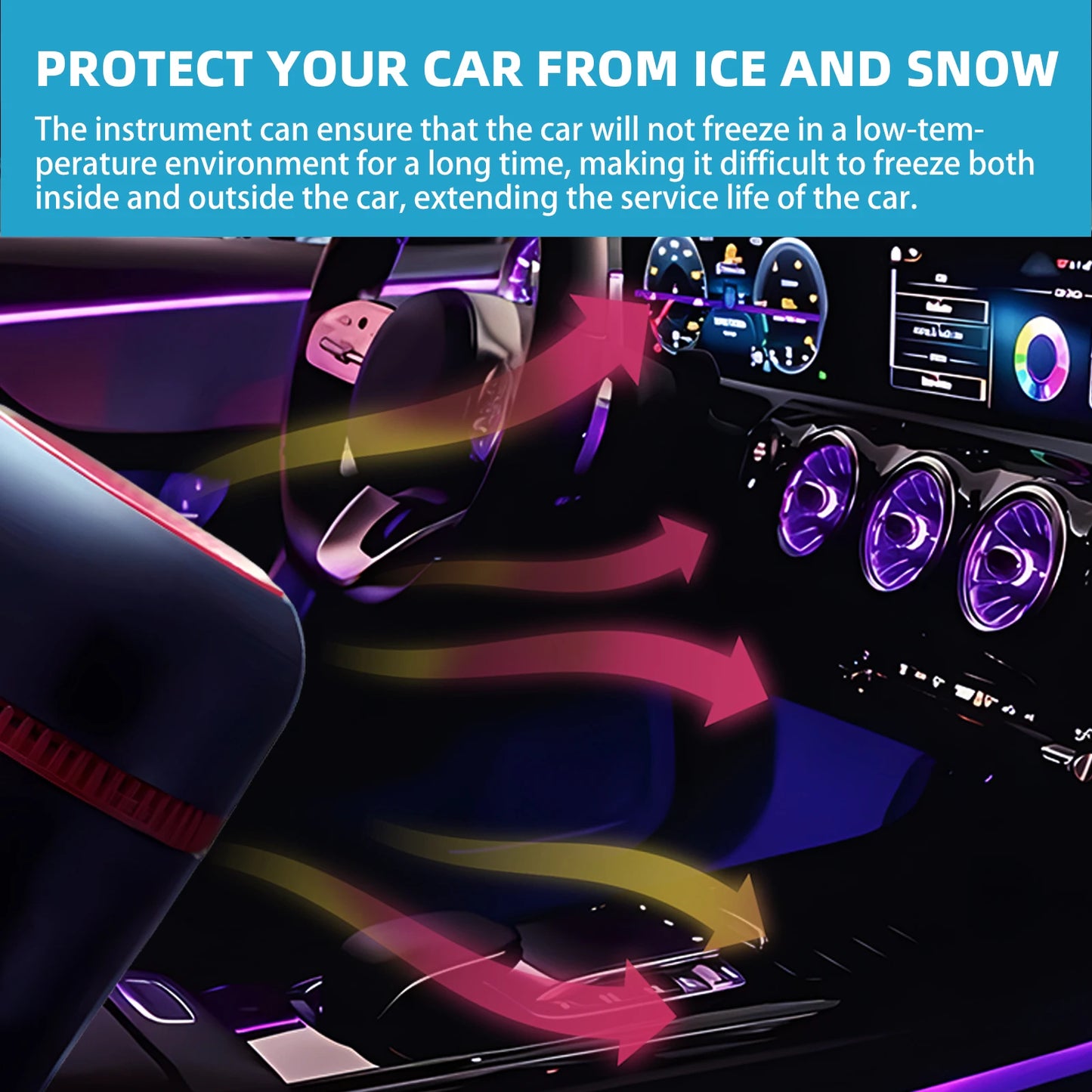 Car Snow Melting Portable Windshield Snow Melter Heater Automobile Windshield Ice Removal Melts Snow For Car Accessories Tools