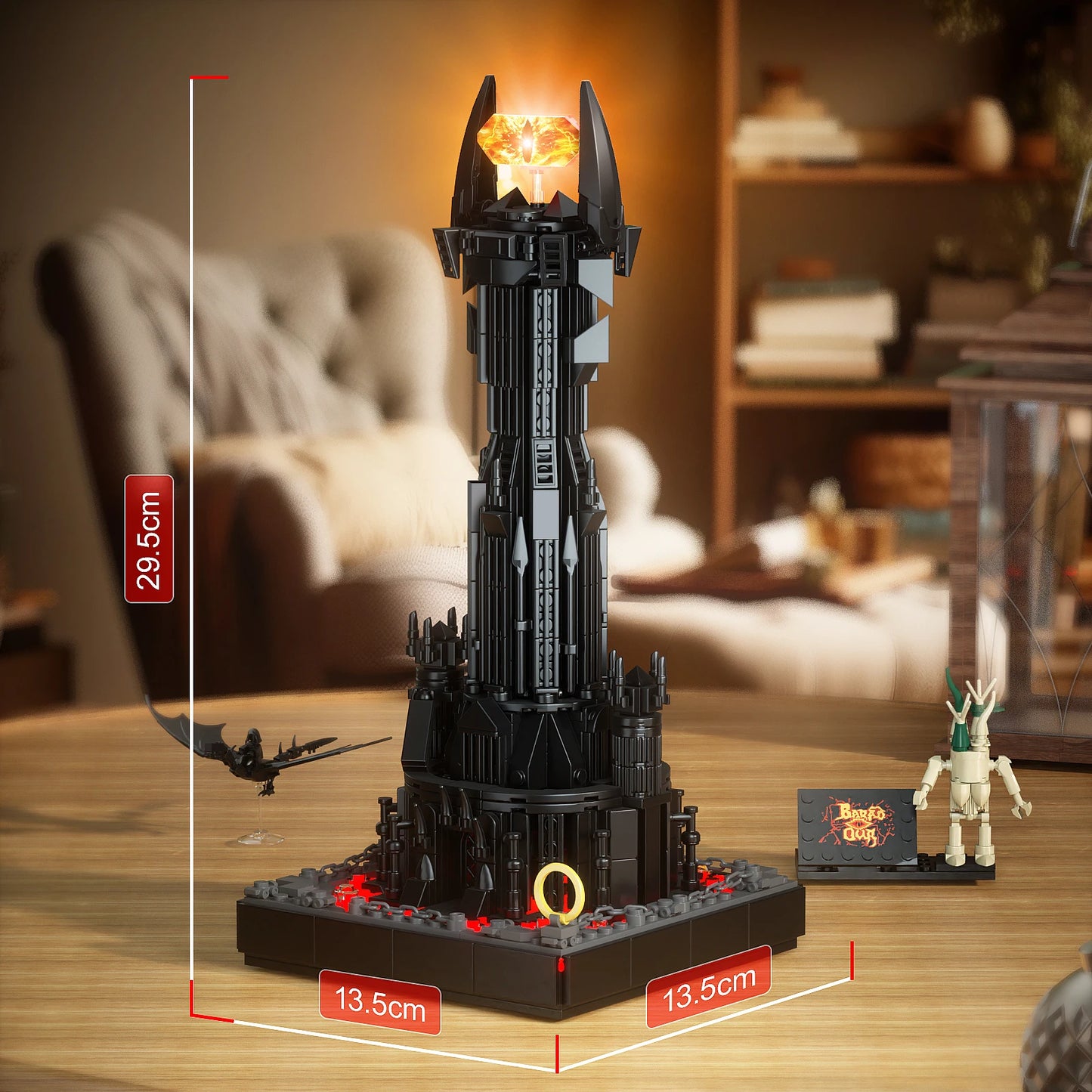 Dark Tower Building Blocks Kit with LED Lords of the Ringing Barade dure Tower Architecture Model Bricks Gifts for Kids Adults