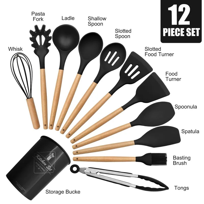 Cooking Utensils Set of 12 Silicone Kitchen Utensils