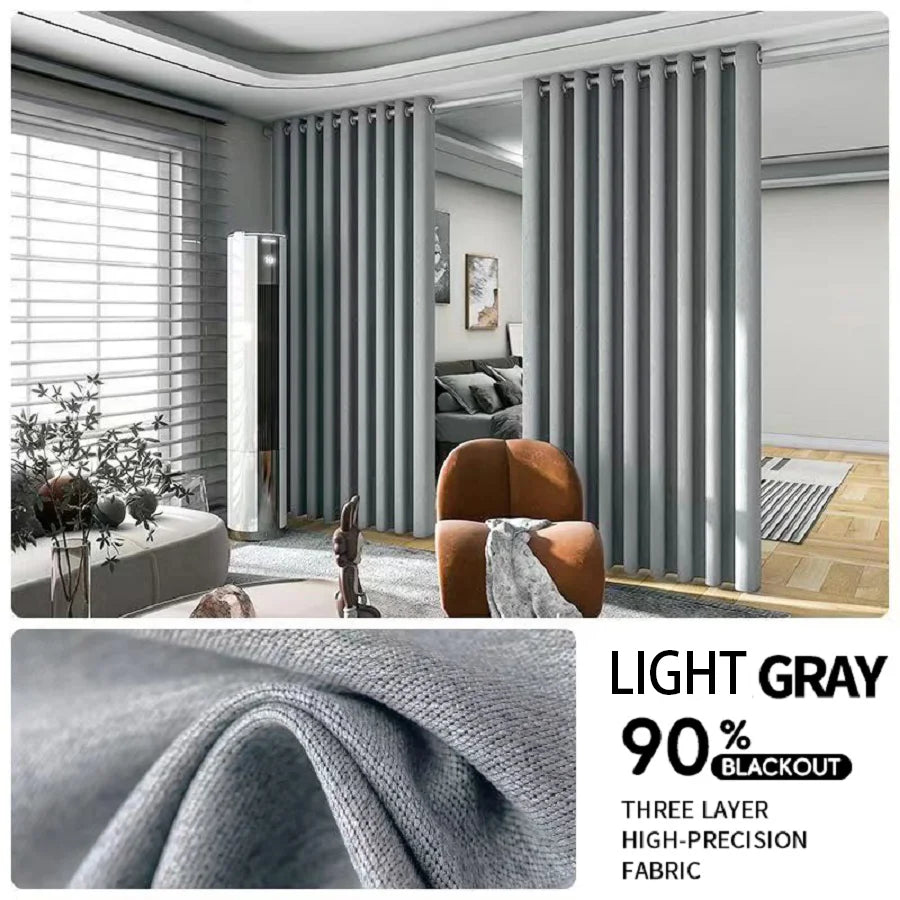 2PCS Room Divider BlackOut Curtain for Living Room, Noise Reduction Curtain with Anti-Rust Grommet Top Blackout Curtain