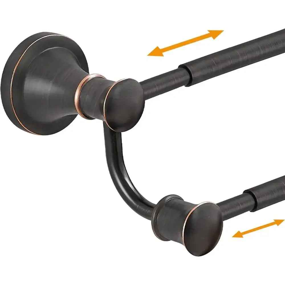 Adjustable Retractable Stainless Steel Bathroom Towel Bar Double Rod High Low Design Easy Install Modern Towel Rack Hotel Bath