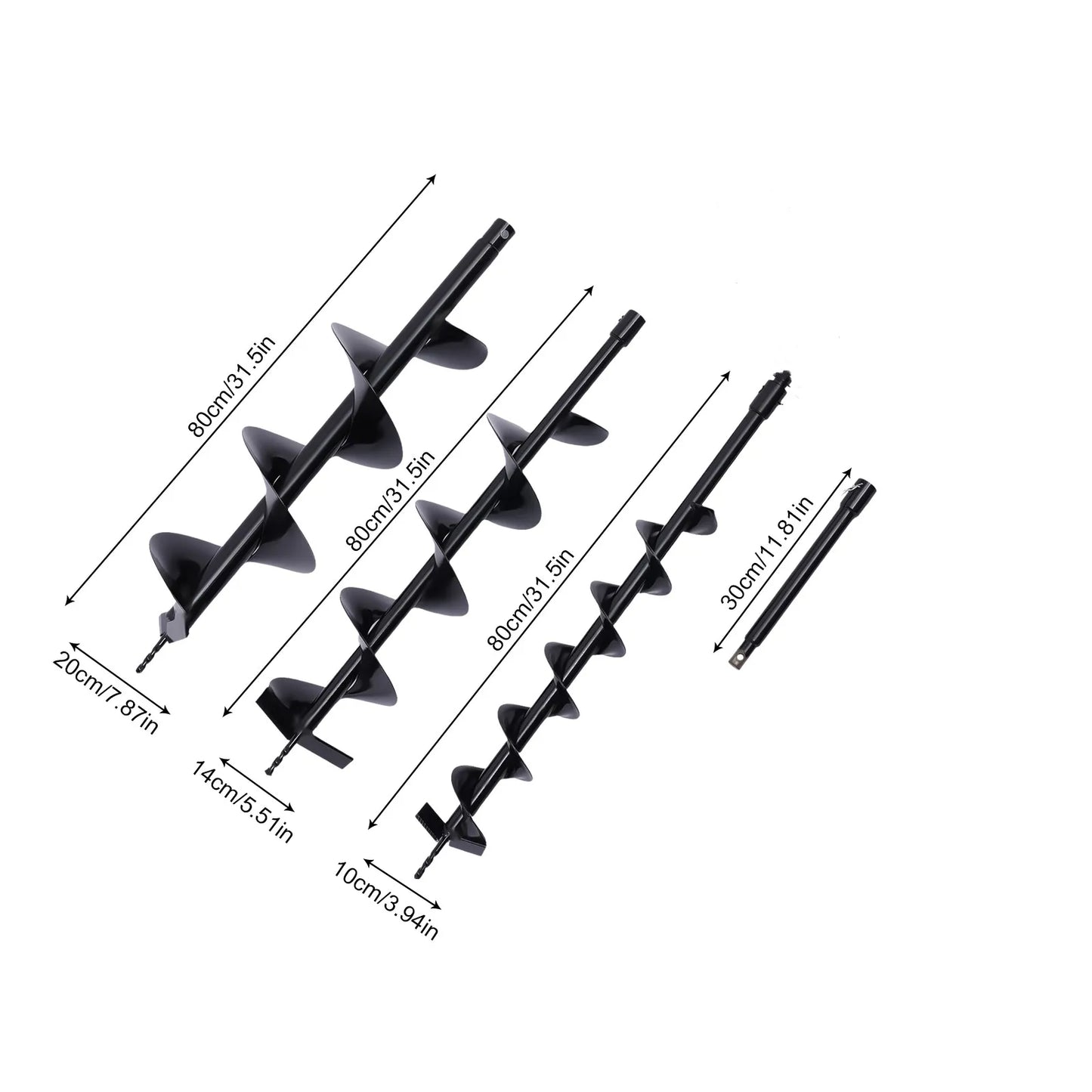 3pcs Spiral Drill Bits 4in/6in/8in Width For Garden Fence Planter and Post Hole Excavator Digger Ground Drilling Tool Borer