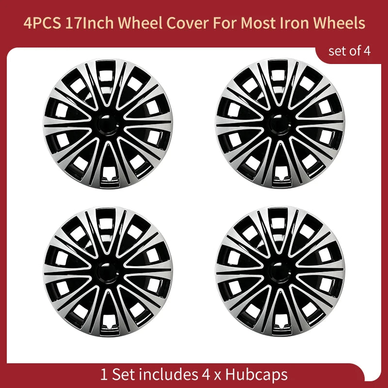 4PCS Hubcaps 17 Inch Full Coverage Sunlight Style Wheel Cover Cap Design for Most Car Iron Automobile Full Rim Cover Accessories