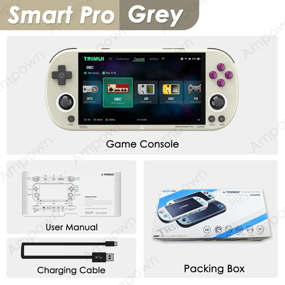 Trimui Smart Pro Handheld Game Console 4.96'' IPS Screen Linux System Joystick RGB Lighting Trimui Retro Video Game Console Gift