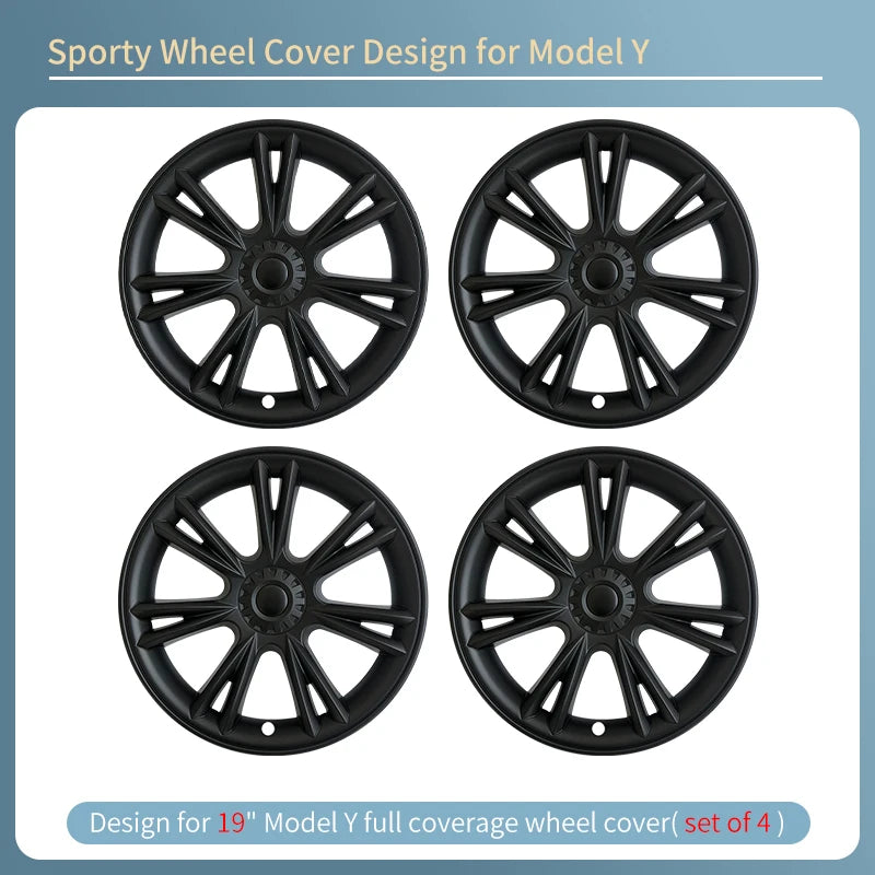 HubCaps Design for Tesla Model Y(2020-2024) 4PCS Wheel Cover 19inch Sporty Full Replacement Vehicle Automobile Accessories Cover