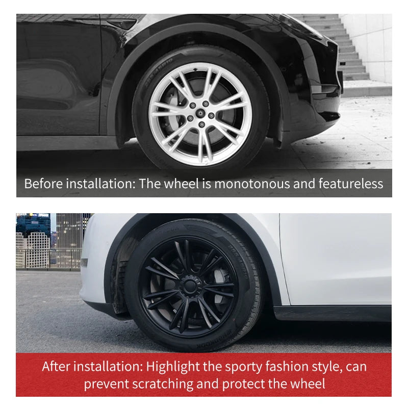 HubCaps Design for Tesla Model Y(2020-2024) 4PCS Wheel Cover 19inch Sporty Full Replacement Vehicle Automobile Accessories Cover