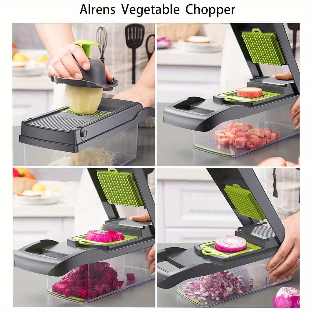 12 In 1 Vegetable Chopper With Container Mandoline Slicer Veggie Dicer