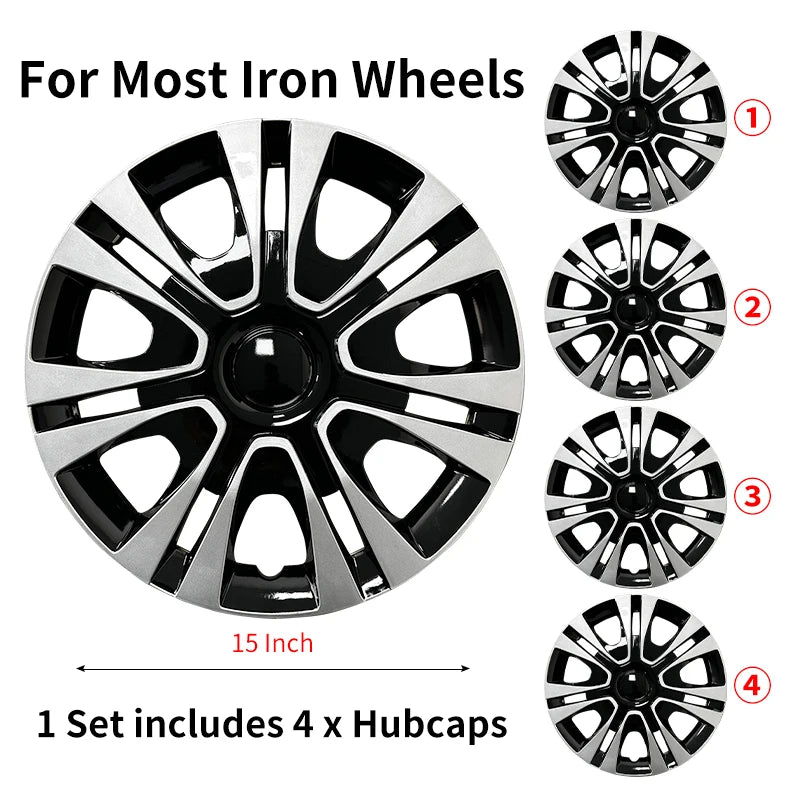 4 hubcaps for Iron Rim,15 Inch Hubcap Replacement Wheel Cap Automobile Full Rim Cover Accessories for Most Car Iron Wheel Cover