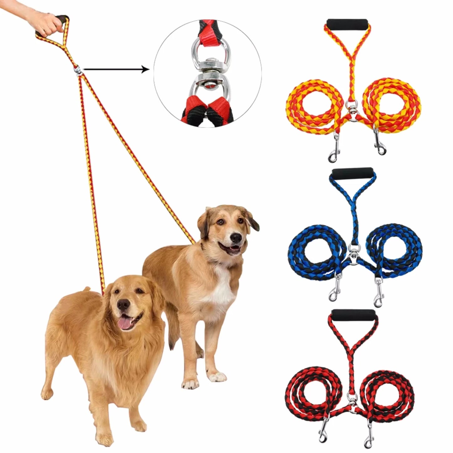 Pet Double Leash 360 Degree Rotation Knotless Pet Walking Leash With Double End Dog Walking Leash Nylon Free Safe Traction Ropes