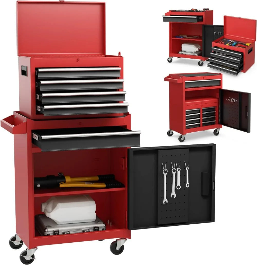 Rolling Tool Chest, 5-Drawer Tool Storage Cabinet with Wheels, Adjustable Shelf & Anti-Slip Liner, Tool Box Organizer for Garage