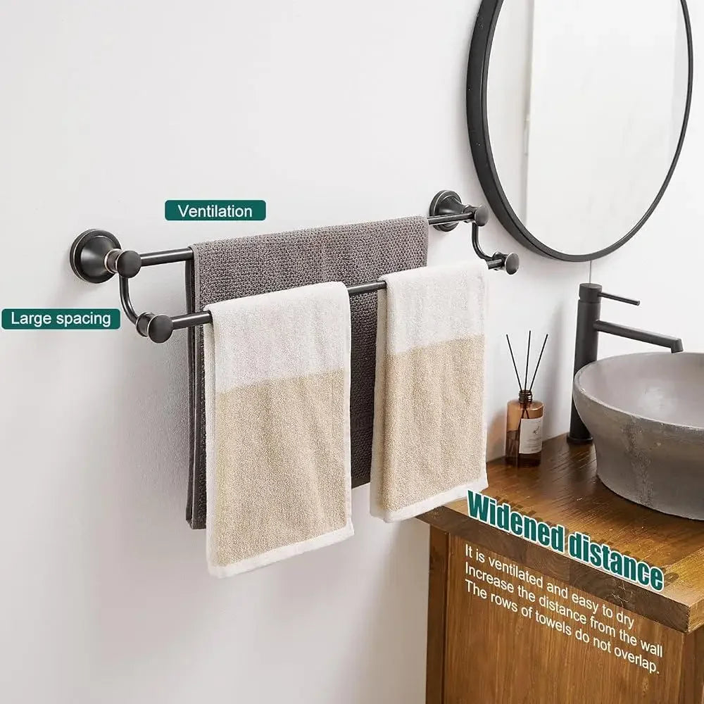 Adjustable Retractable Stainless Steel Bathroom Towel Bar Double Rod High Low Design Easy Install Modern Towel Rack Hotel Bath