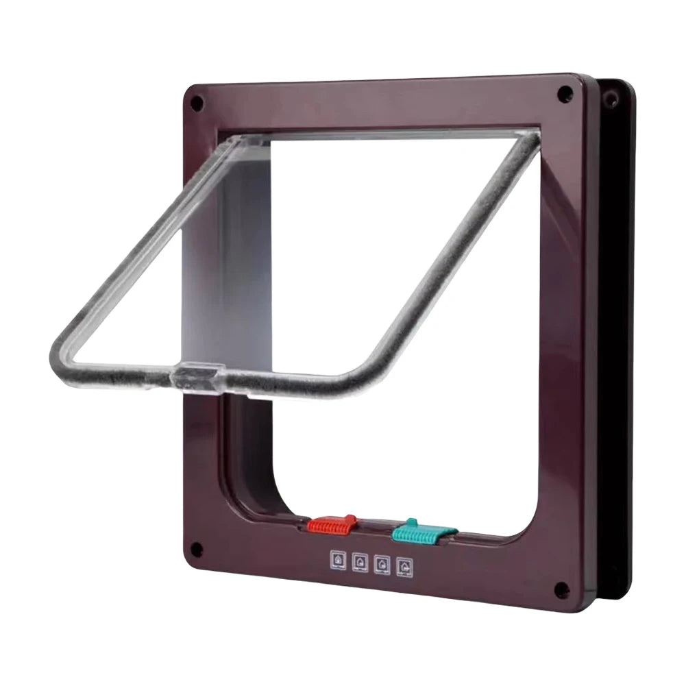 Transparent Thin Cat Door Cat Flap Door with 4 Way Security Lock Puppy Kitten Safety In&out Pet Door Pet Doors and Sliding Door