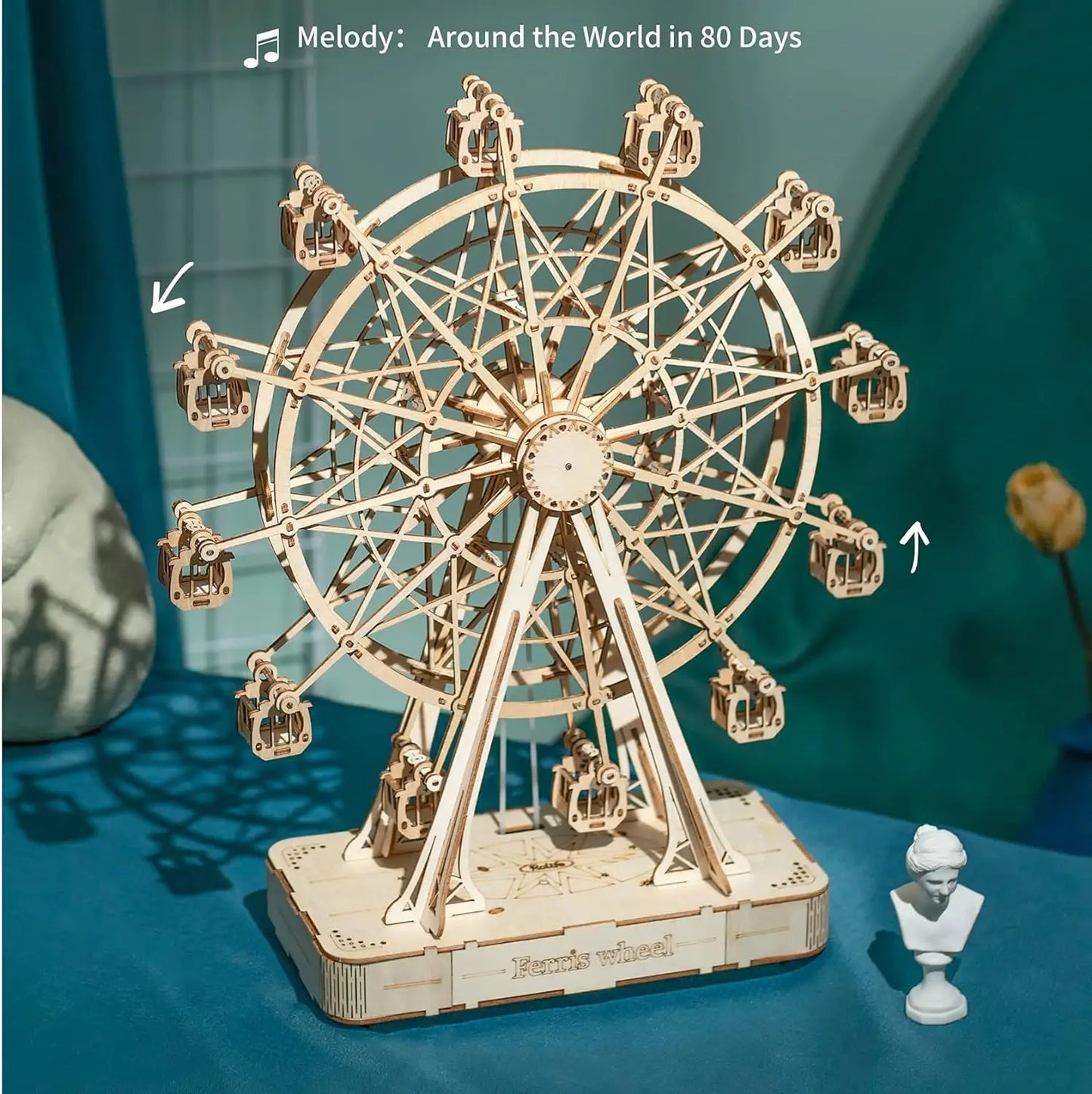 Robotime Rolife 3D Puzzle Ferris Wheel Music Box Box Model Kit with Music for Children and Adults Crafts Adults Women 3D Puzzle