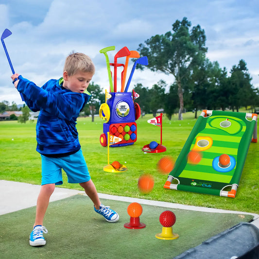 Upgraded Kids Toddler Golf Set, Indoor Outdoor Outside Golf Toys Gifts for 3 4 5 Year Old Boys, 3 4 5 Year Old Boys Toys Birthda