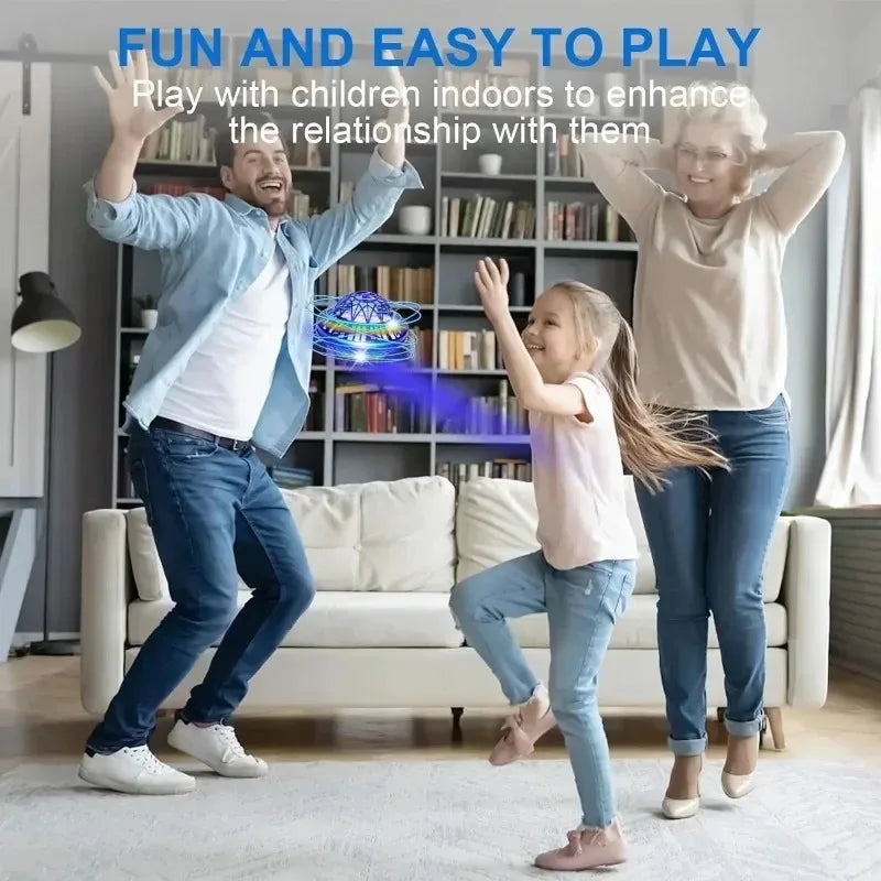 1/2/3/5/10/20PCS Elliptical flying ball boomerang UFO model, gyroscope flying LED 360 ° rotation children toy。Random Color