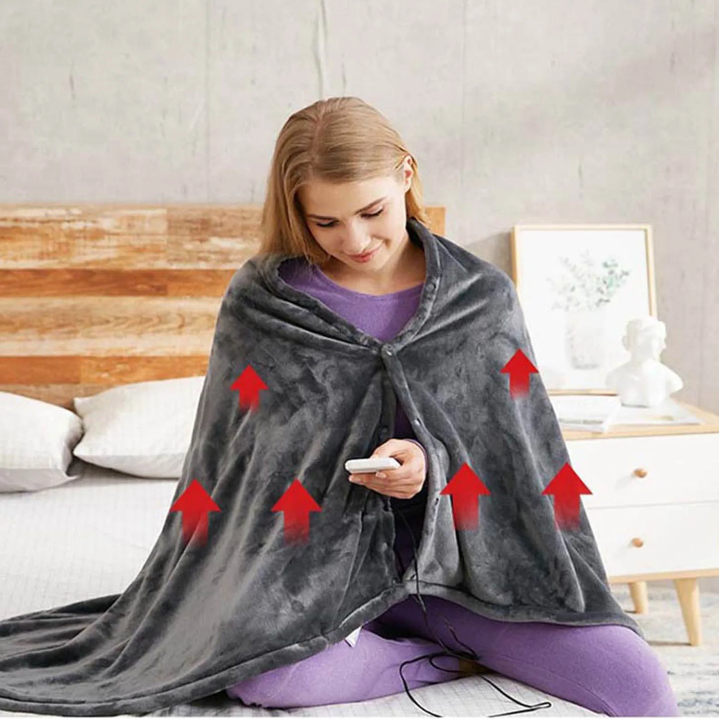 Electric Heated Blanket Electric Heated Blanket USB Powered 3 Levels Adjustable Fast Heating Heated Throw Cover for Home