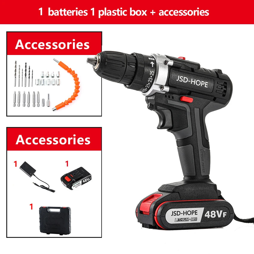 Hand drill turn home hand drill rechargeable tool lithium electric turn multi-function impact pistol drill electric screwdriver