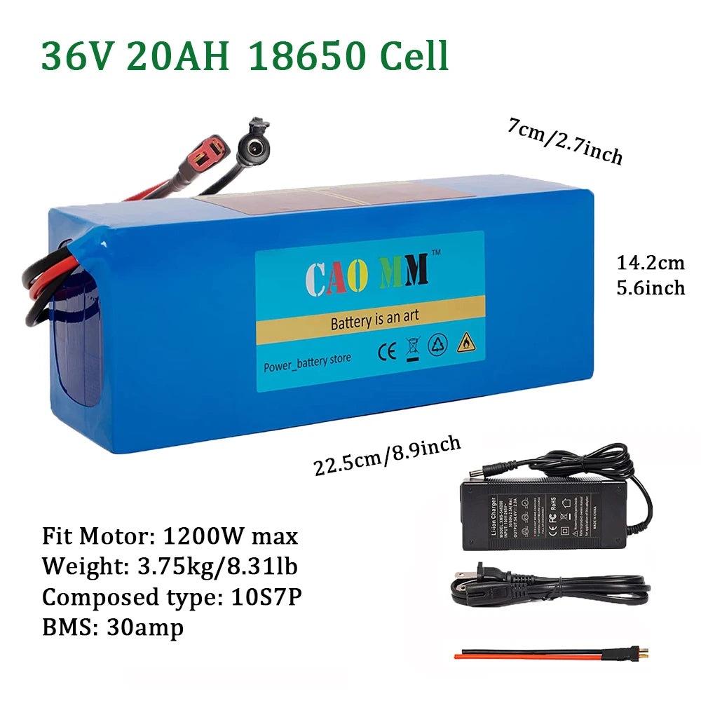 36v 48V Battery, 10Ah/ 14AH/ 16AH/ 20AH Ebike Battery for 200-1200W Electric Bike Bicycle, Scooter and Other Motor