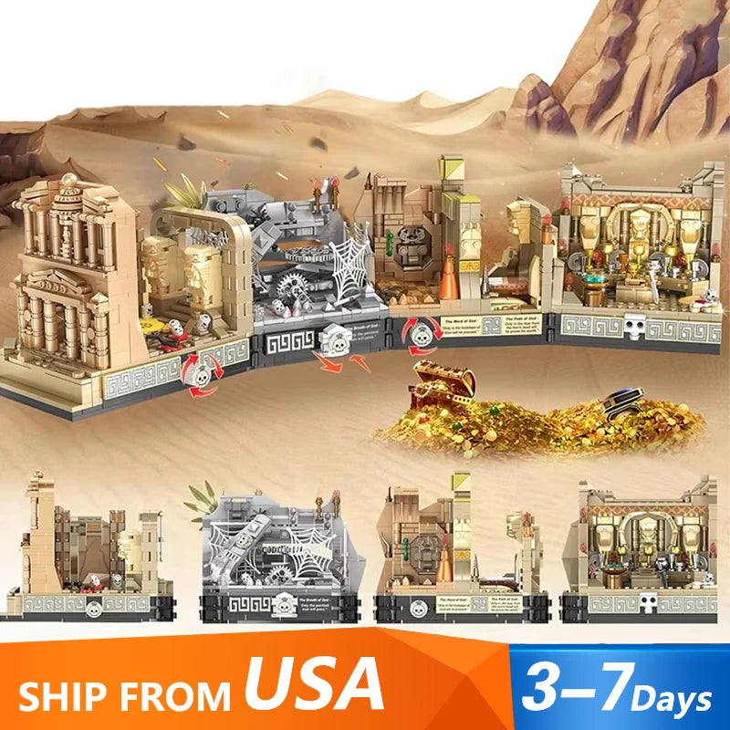 2388PCS Modular Building MOC Raiders of the Lost Ark Temple of the Holy Grail Model Building Blocks Brick Toys for Children Gift