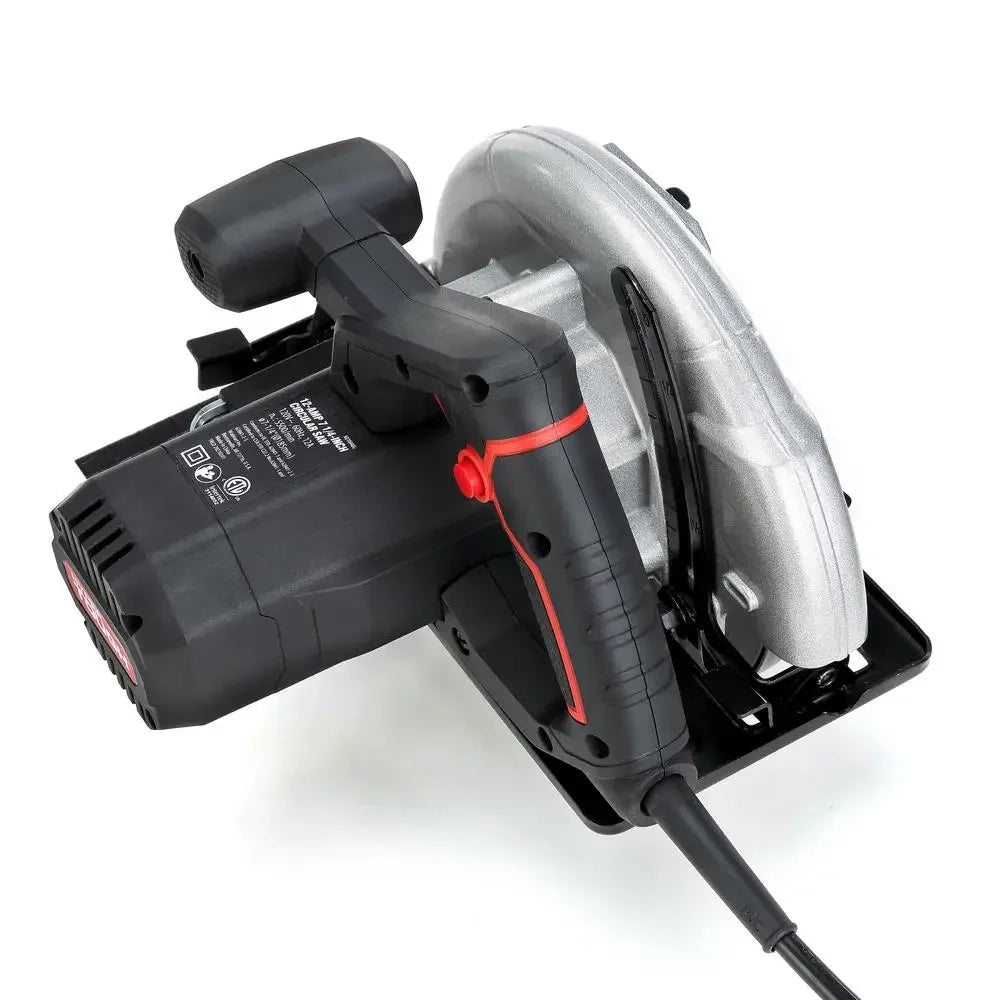 12 AMP Circular Saw with Adjustable Bevel Rip Fence & Steel Plate Shoe Powerful Motor Contoured Design Compact & Sturdy Unit