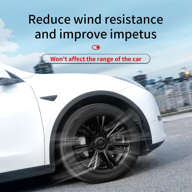 HubCaps Design for Tesla Model Y(2020-2024) 4PCS Wheel Cover 19inch Sporty Full Replacement Vehicle Automobile Accessories Cover