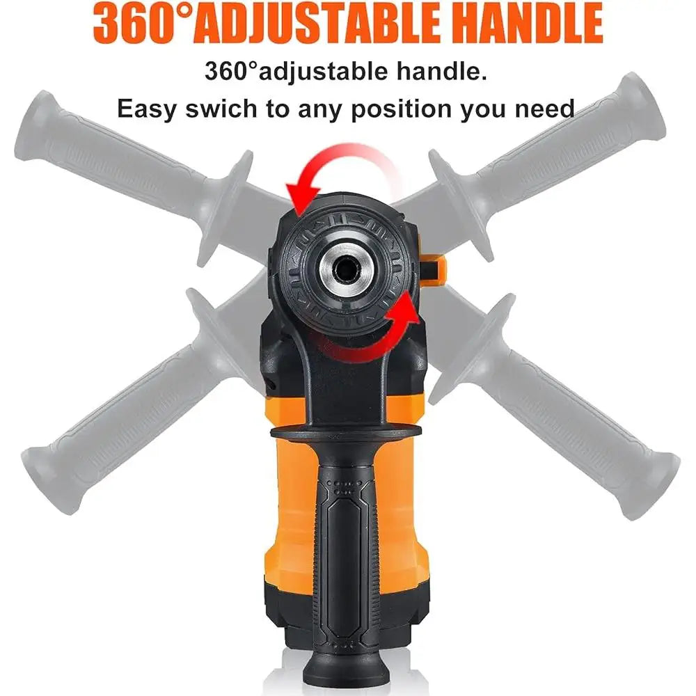 13 Amp SDS-Plus Rotary Hammer Drill Heavy Duty Vibration Control 3 Function Modes Chisel Bits Tool Masonry Concrete Metal