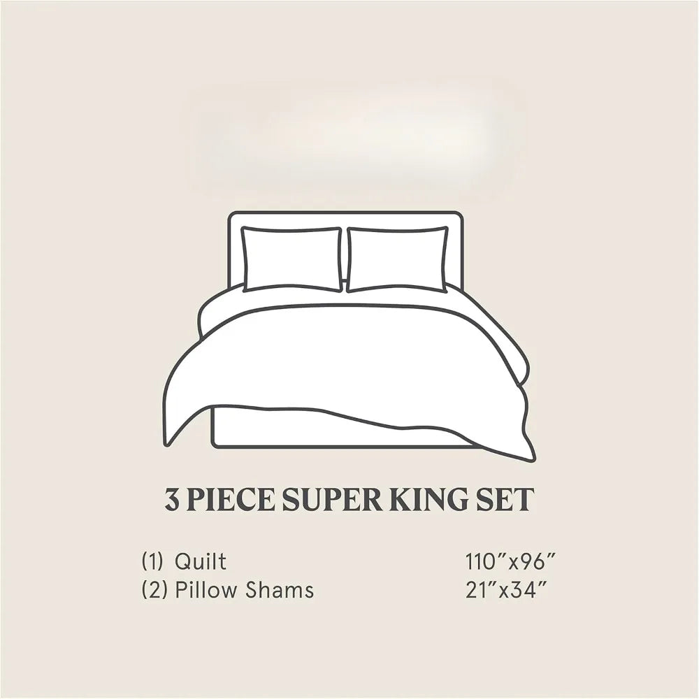 HiEnd Accents Stonewashed Cotton Gauze 3 Piece Quilt Set with Pillow Shams, Super King Size, Celadon Solid Color, Classic