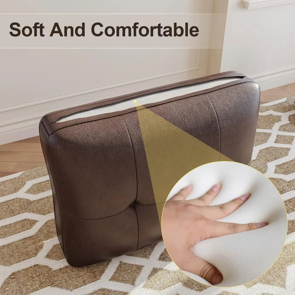 Faux Leather Sectional Sofa, Convertible Sectional Couch L Shaped Couch Sofa for Small Space