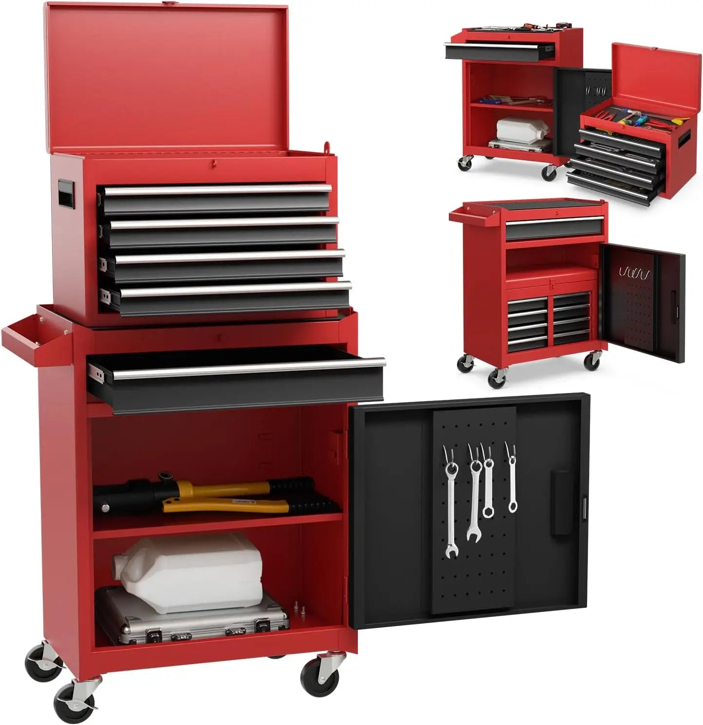 Rolling Tool Chest, 5-Drawer Tool Storage Cabinet with Wheels, Adjustable Shelf & Anti-Slip Liner, Tool Box Organizer for Garage