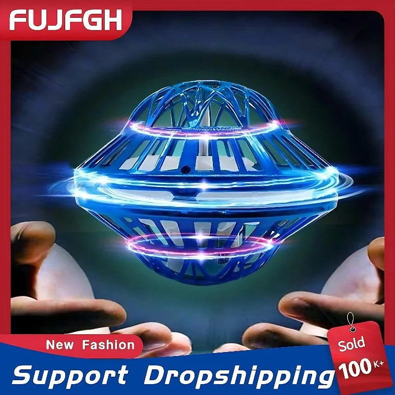 1/2/3/5/10/20PCS Elliptical flying ball boomerang UFO model, gyroscope flying LED 360 ° rotation children toy。Random Color