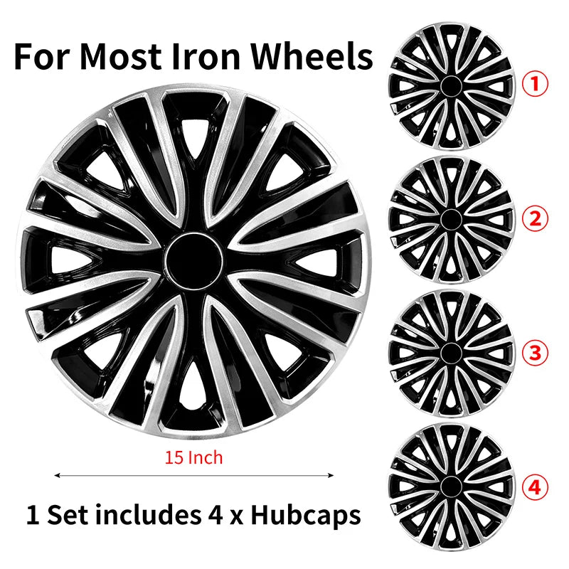 4 hubcaps for Iron Rim,15 Inch Hubcap Replacement Wheel Cap Automobile Full Rim Cover Accessories for Most Car Iron Wheel Cover