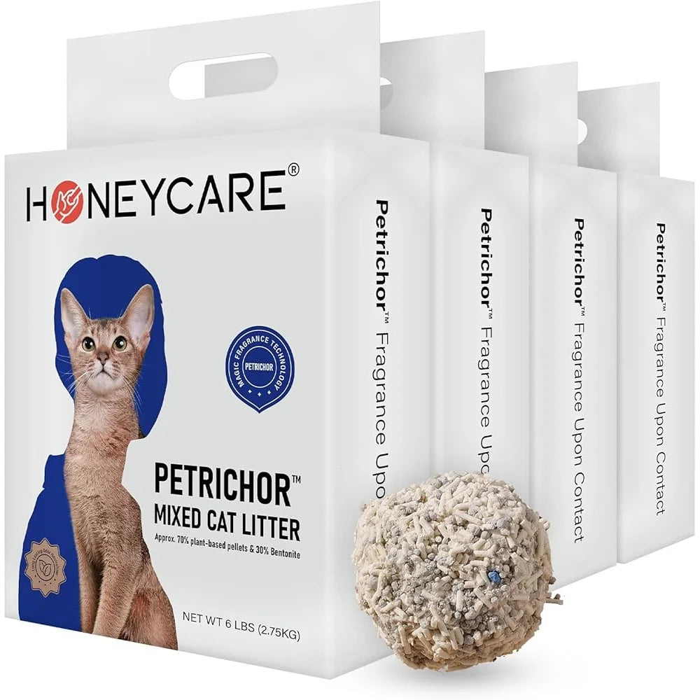 Petrichor Cat Litter Tofu Pellets Quick Clumping Low Dust Odor Control Natural Plant-Based Eco-Friendly 24lbs Vacuum-Sealed
