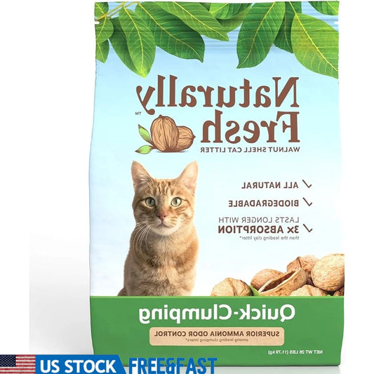 Walnut Shell Cat Litter 26lbs Unscented Odor Control Easy Scooping Low Tracking Super Absorbent Natural Upcycled Eco-Friendly