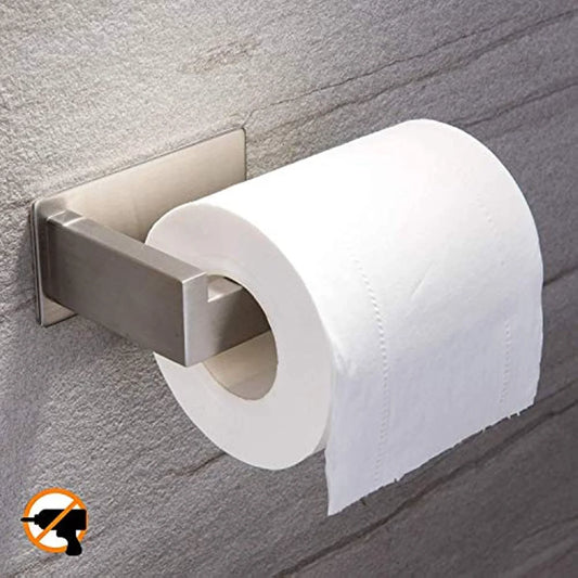 Stainless Steel Toilet Paper Holder - Easy Install, Self-Adhesive, Space-Saving Bathroom Accessory