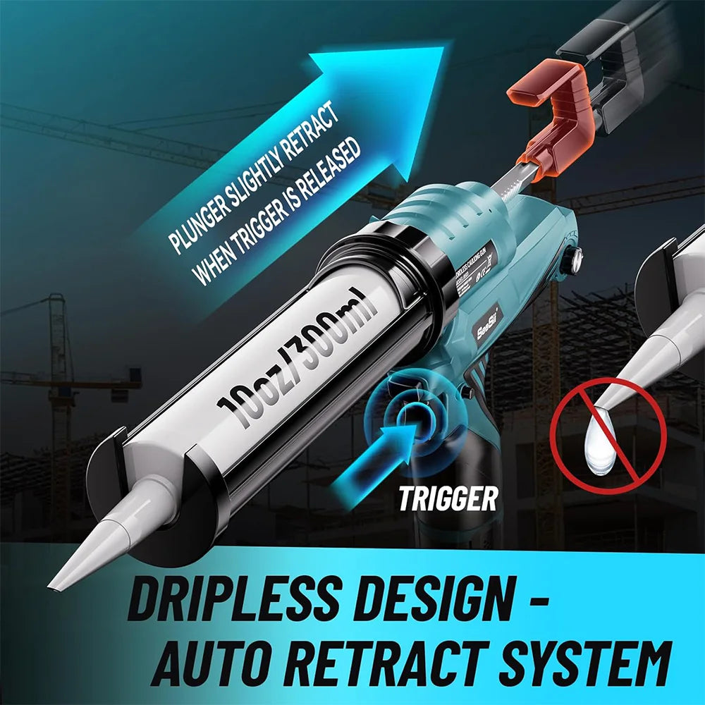 SEESII Cordless Cement Glass Adhesive Glue Electric Caulking Gun Seal Sealant Tool Wireless Glass Glue Gun for Filling Sealing