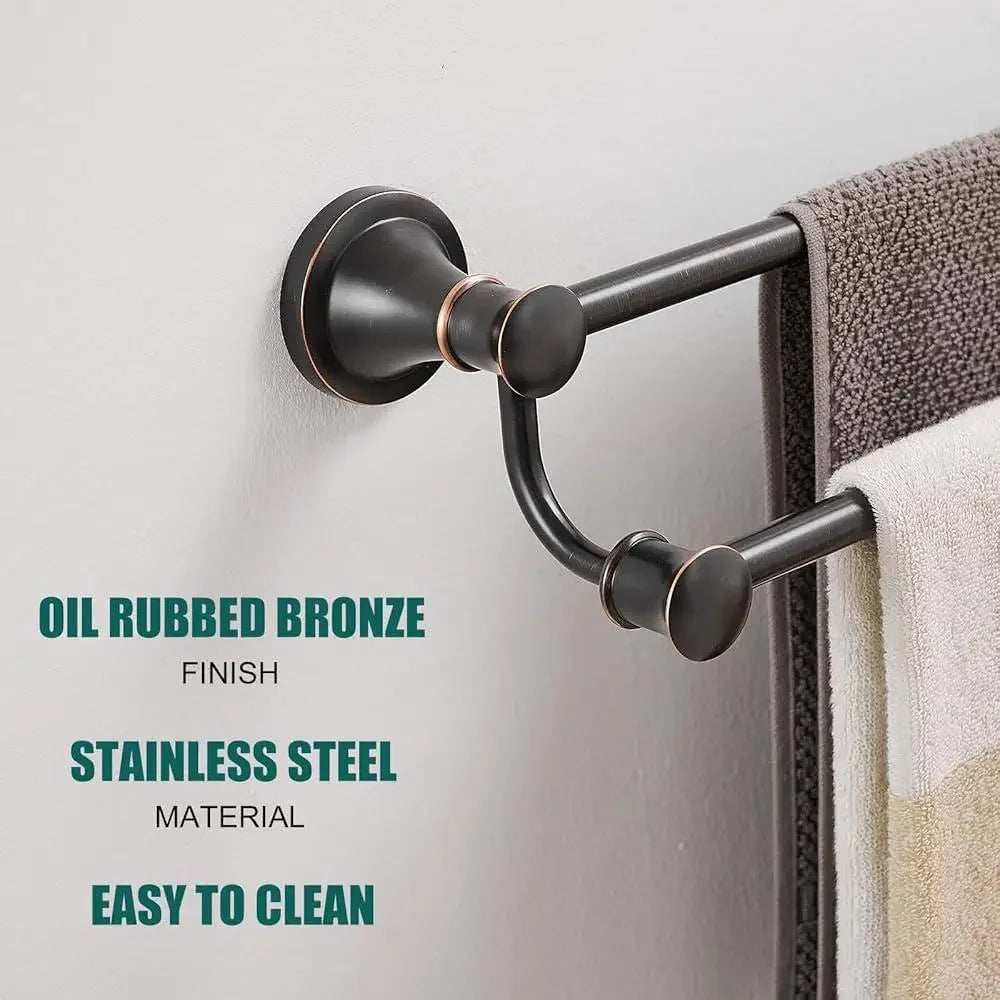 Adjustable Retractable Stainless Steel Bathroom Towel Bar Double Rod High Low Design Easy Install Modern Towel Rack Hotel Bath