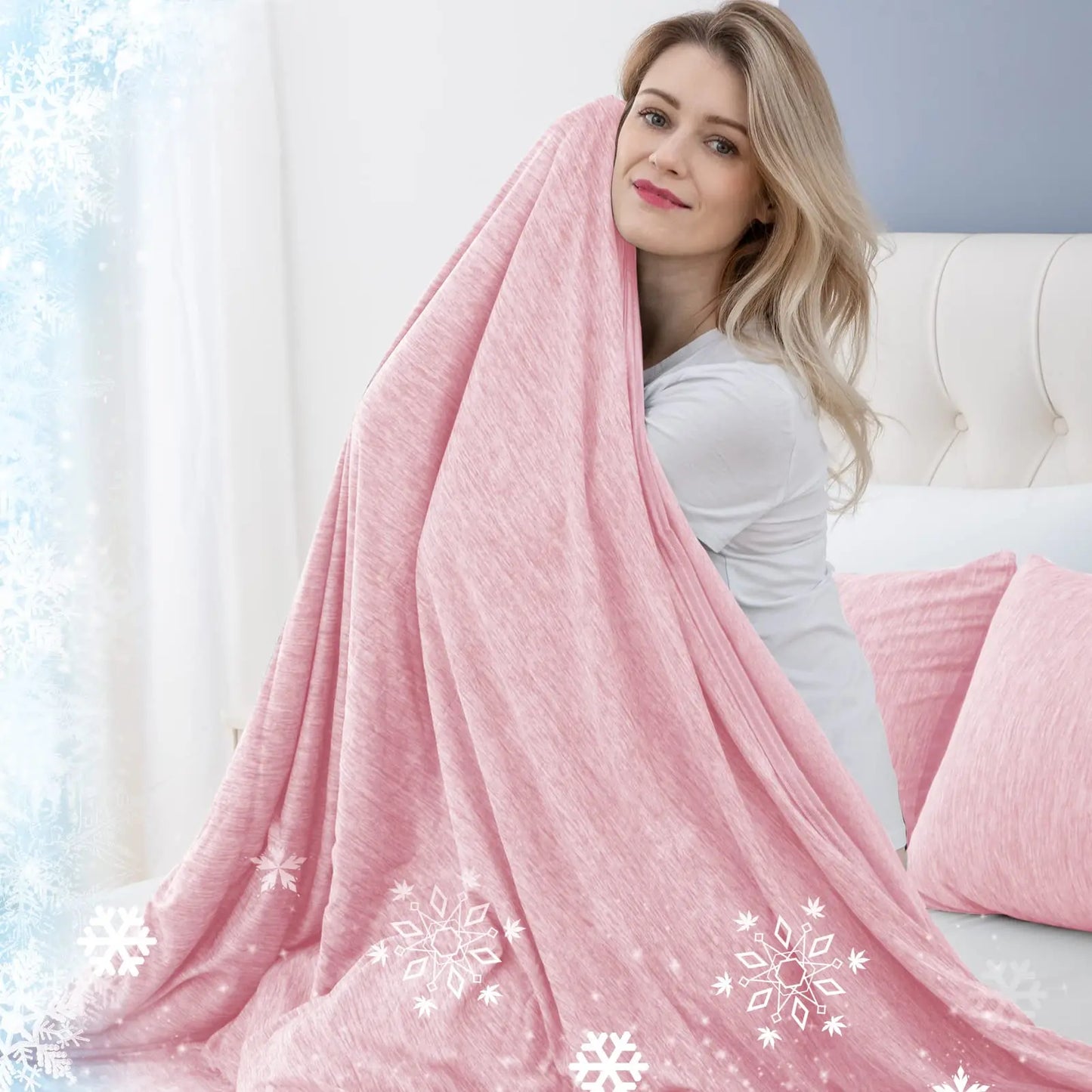 Orhopui Cooling Blanket for Hot Sleepers Lightweight Summer Cold Thin Blankets for Sleeping, Hot Flashes Night Sweats,Pink