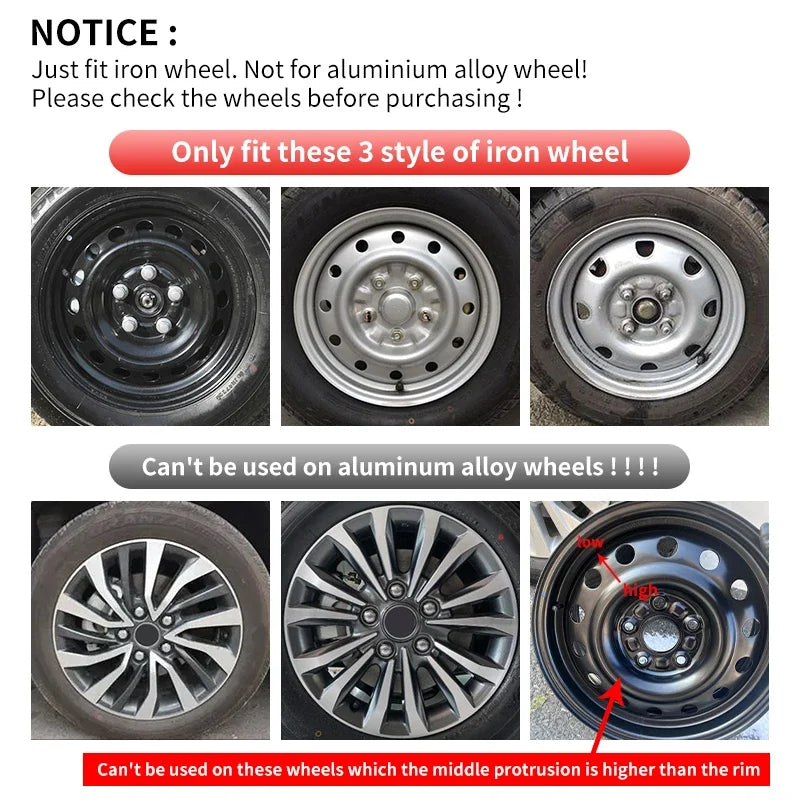 4 hubcaps for Iron Rim,15 Inch Hubcap Replacement Wheel Cap Automobile Full Rim Cover Accessories for Most Car Iron Wheel Cover