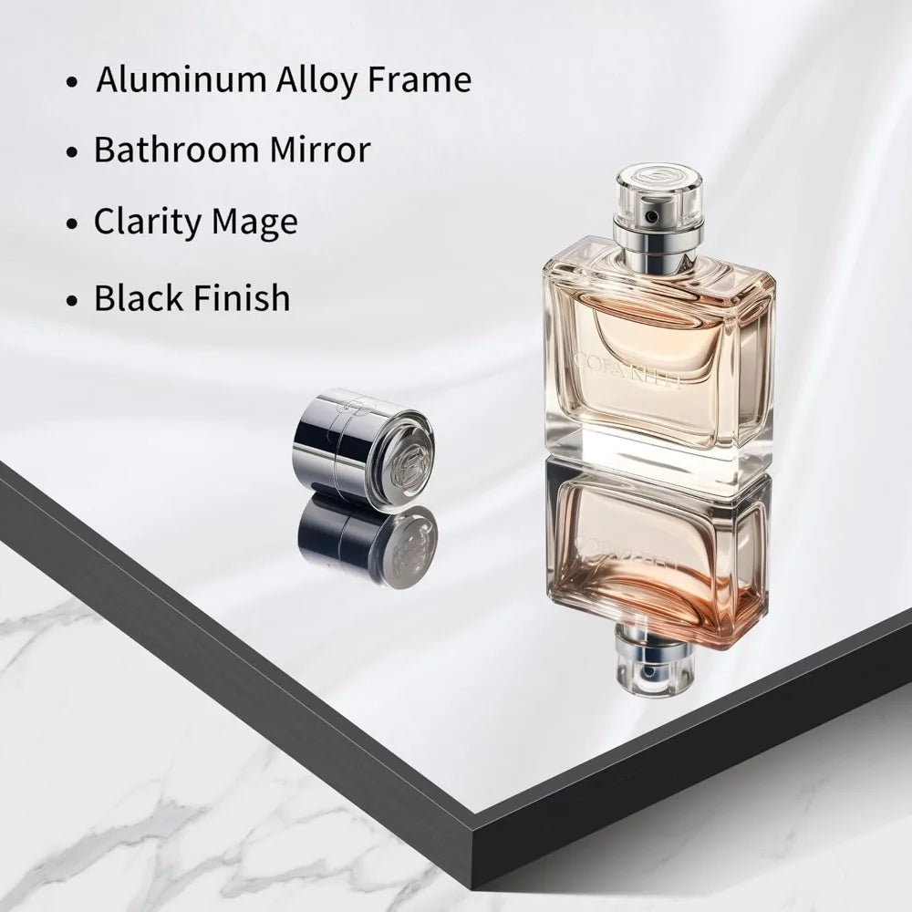 Black Bathroom Mirror Wall, 60x36 Inch Rectangle Mirrors with Metal Frame, Modern Vanity Wall Mirror Decor for Entryway Hangs