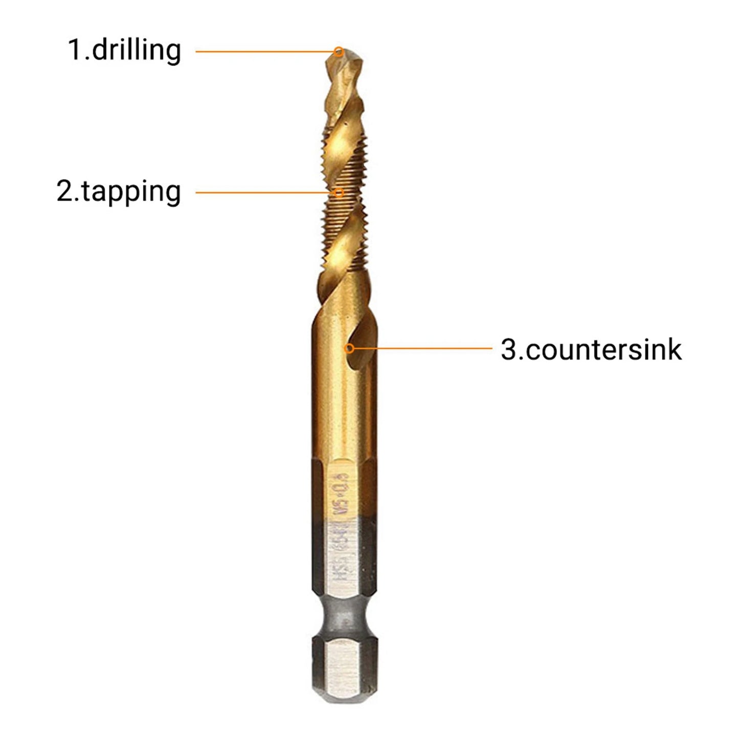 Screw Taps Tool Set Metric Thread M3-M10 Titanium Coated HSS Drill and Tap Bits 1/4" Hex Shank Drill and Tap Bit Thread Tap