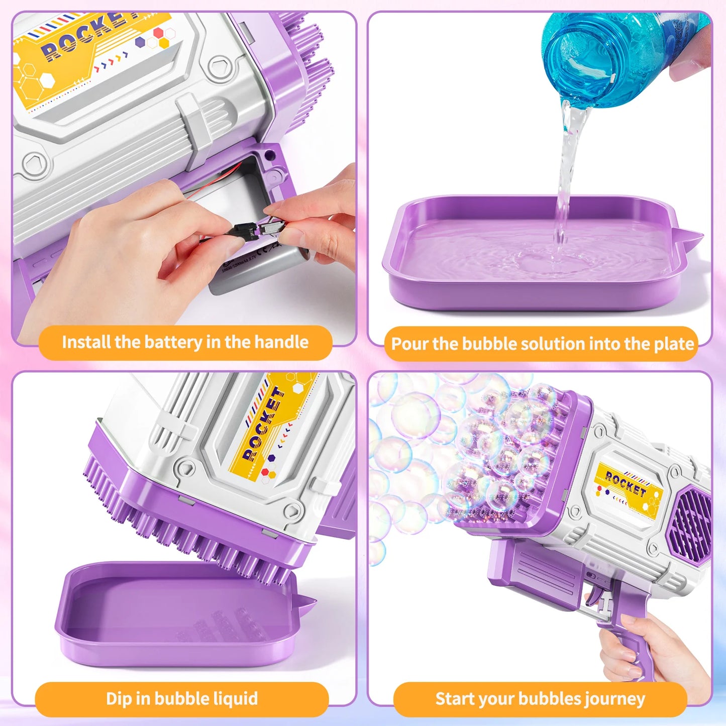 86 Holes Rocket Bubble Gun Toys Kids Electric Launcher Handheld Portable Toys  Automatic Bubble Gun Outdoor Toys Children Gifts