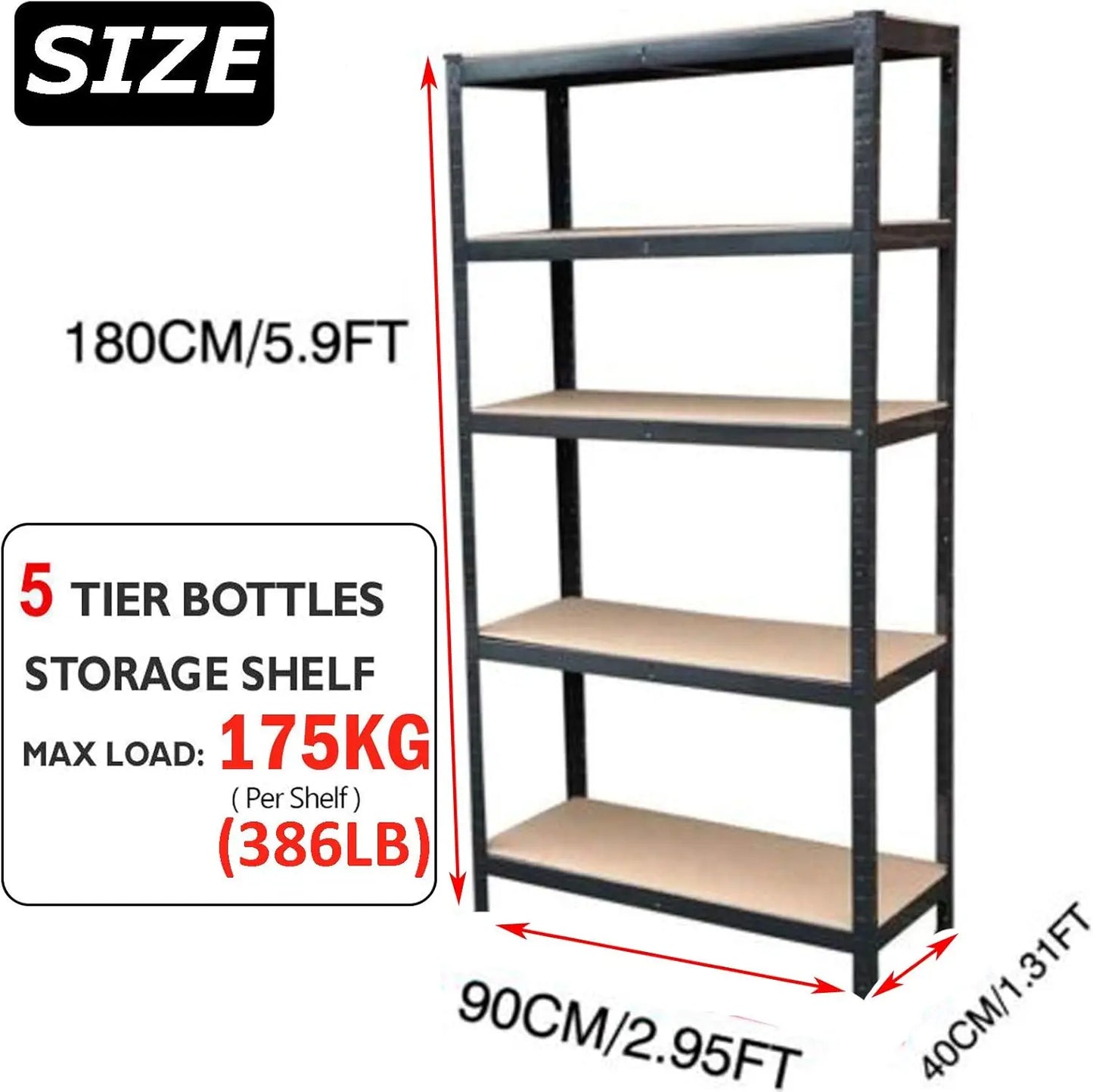 Shelving Units,5 Tier Garage Shelf Unit Metal Shelves Storage Boltless Rack,Workshop Adjustable For Warehouse,Home,Office&Pantry