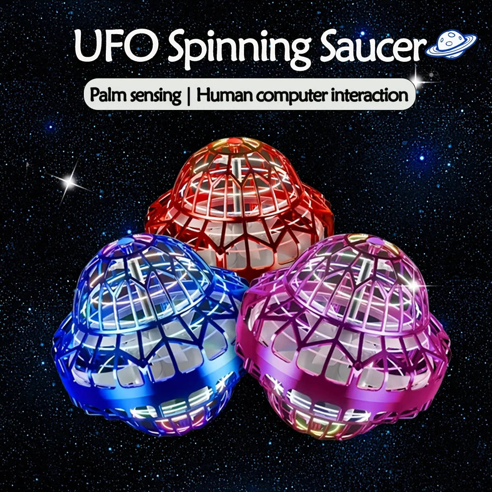 1/2/3/5/10/20PCS Elliptical flying ball boomerang UFO model, gyroscope flying LED 360 ° rotation children toy。Random Color