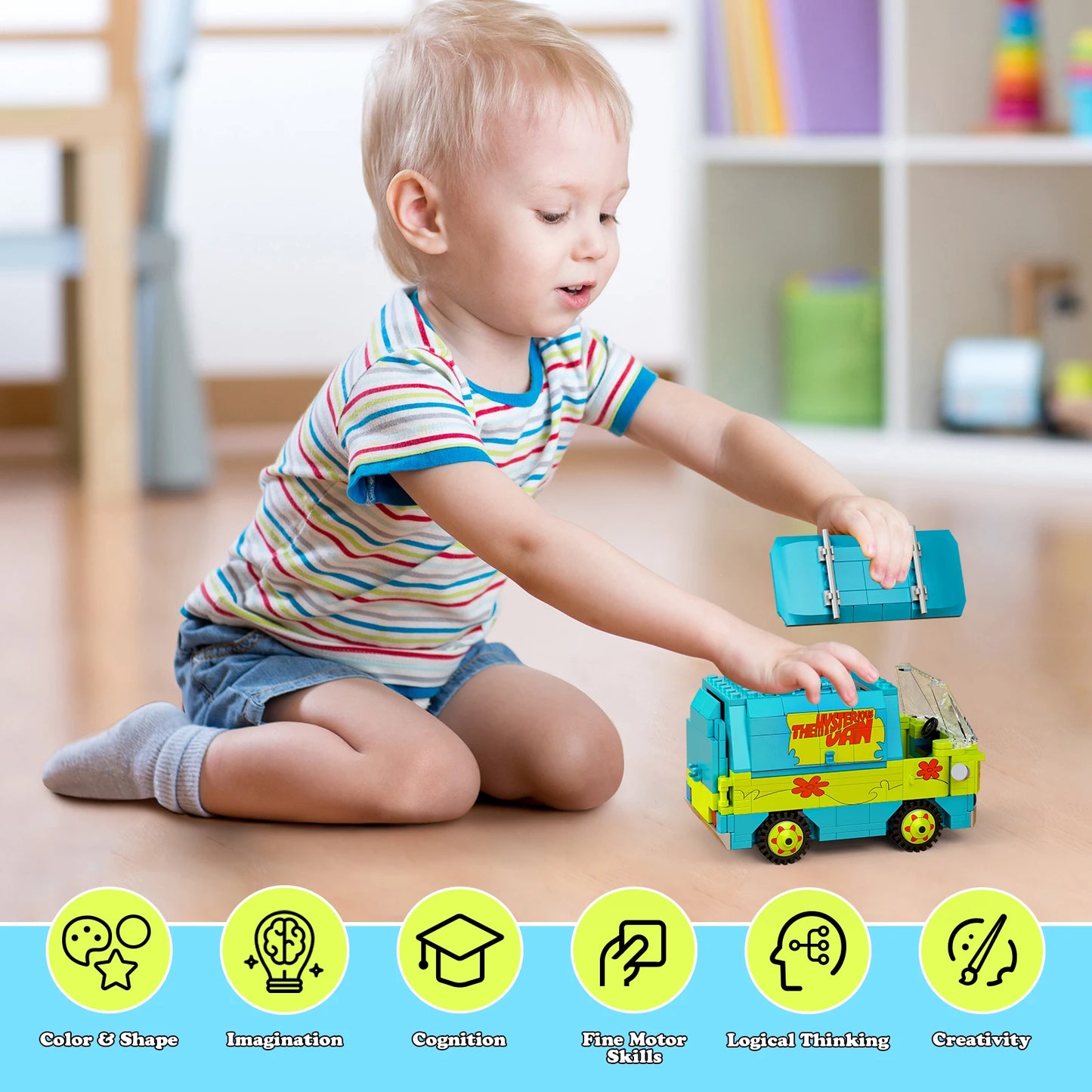 320 Pcs Mystery Machine Scooby Doo Van Building Block Kit For Kids Lego Compatible ABS Plastic