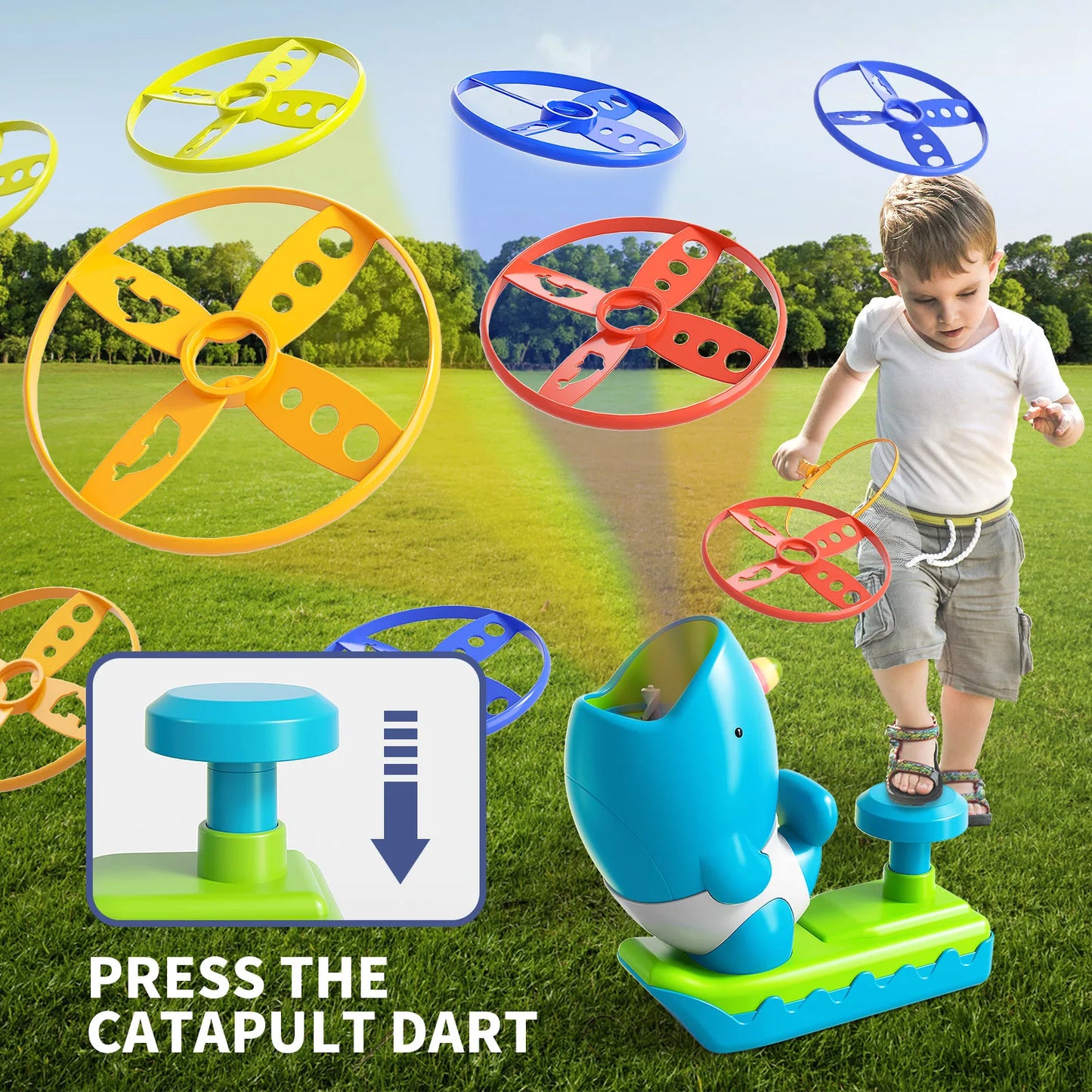 Flying Disc Launcher Outdoor Outside Toys, Outdoor Toys For Kids Boys