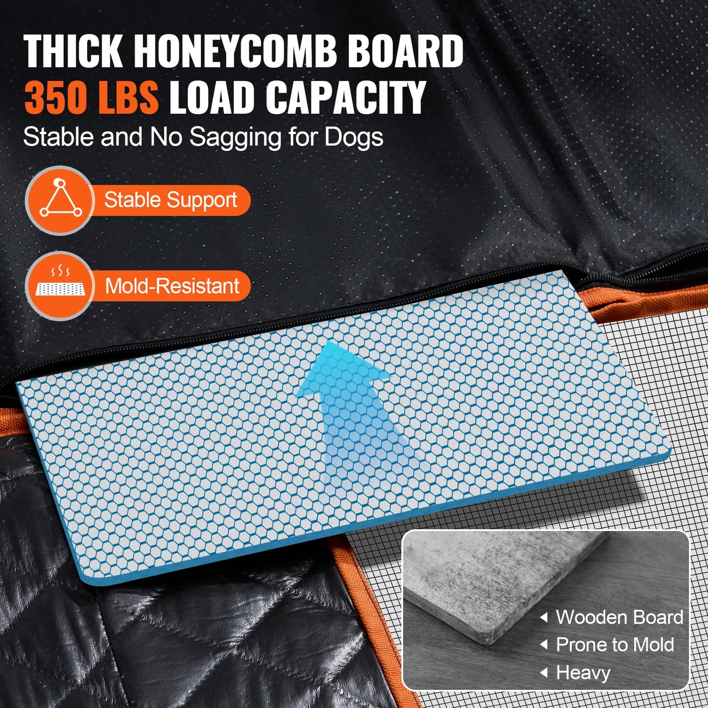 VEVOR Back Seat Extender Dog Car Seat Cover for Back Seat Bed with Mesh Window and Storage Pocket Supports 350lbs Dog Hammock