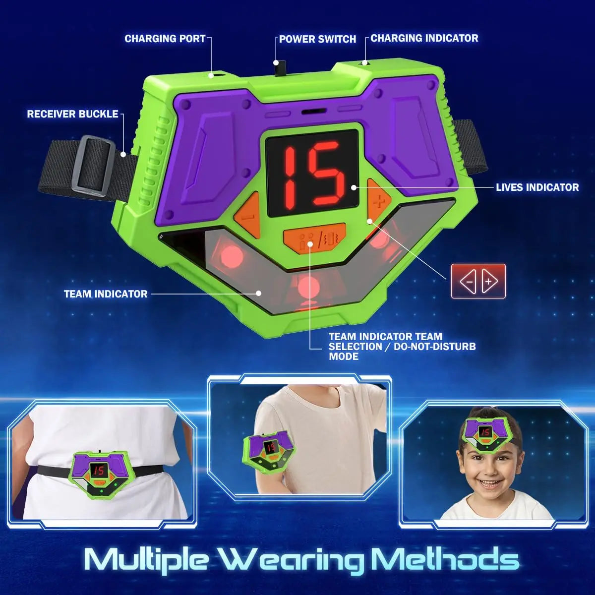 VATOS Laser Tag Battle Game Gun Set Electric Infrared Toy Guns Kids Infrared Laser Pistol X4 Boys Children Indoor Outdoor Games