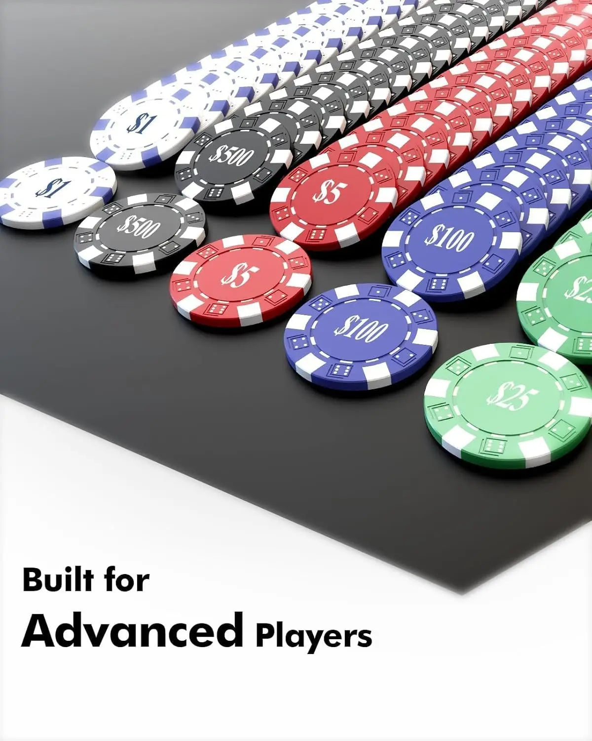 HEITOK 300pcs 11.5g Premium Casino Poker Chips Set with Denominations from $1 to $500 in Aluminum Case for Blackjack and Casino