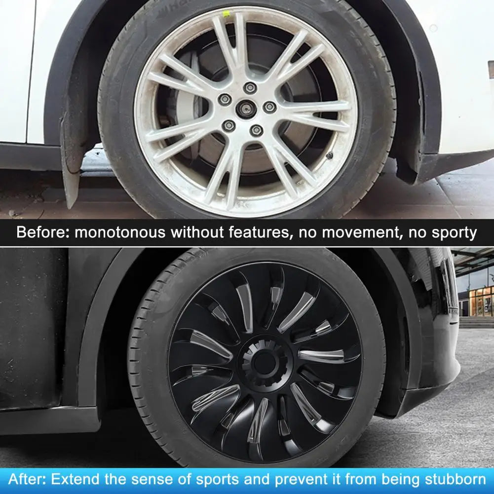 4PCS HubCap Performance Replacement for Tesla Model 3 Wheel Cover 19Inch Automobile Hub Cap Full Rim Cover Accessories