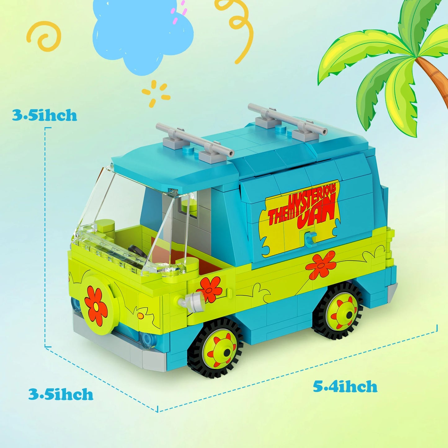 320 Pcs Mystery Machine Scooby Doo Van Building Block Kit For Kids Lego Compatible ABS Plastic